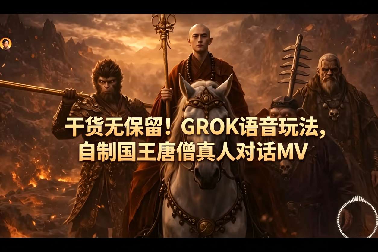 干货无保留！GROK语音玩法，自制国王唐僧真人对话MV-云阁资源网