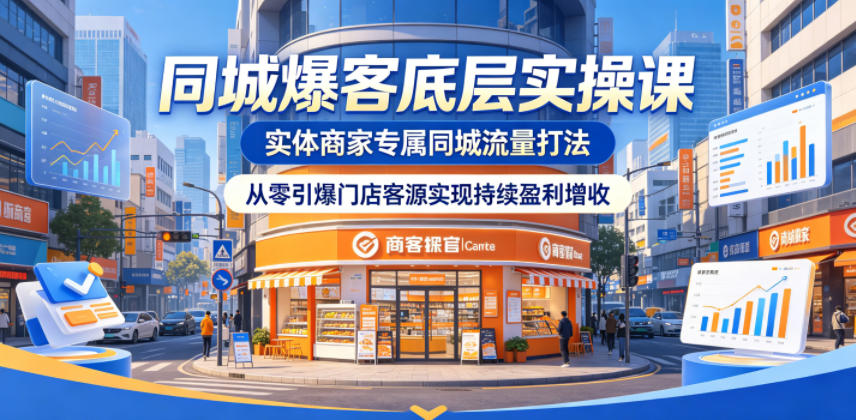 同城爆客底层实操课,实体商家专属同城流量打法,从零引爆门店客源实现持续盈利增收-云阁资源网