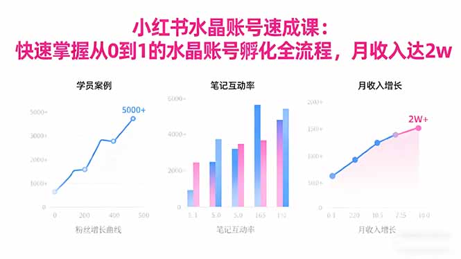 2025小红书水晶账号速成课:快速掌握从0-1水晶账号孵化全流程,月收入达2w-云阁资源网
