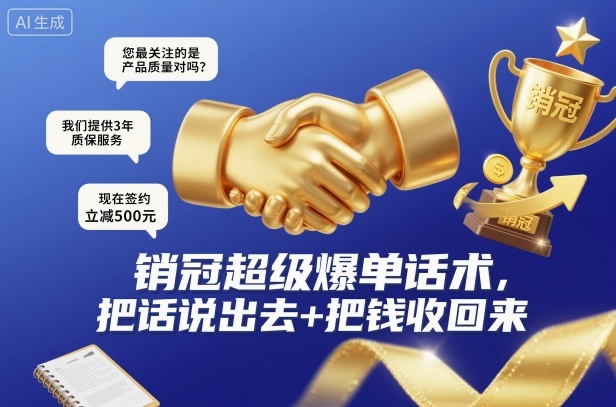 销冠超级爆单话术，把话说出去+把钱收回来-云阁资源网