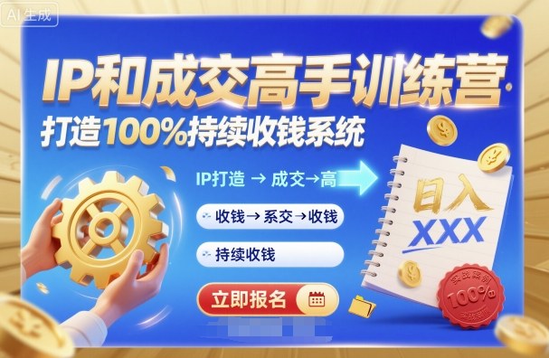 带你成为IP和成交高手的训练营，打造100%持续收钱系统-云阁资源网