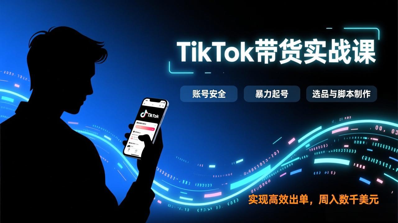 TikTok带货实战课，涵盖账号安全、暴力起号、选品与脚本制作，实现高效出单，周入数千美元-云阁资源网