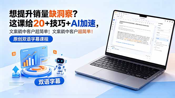 想提升销量缺洞察？这课给 20 + 技巧 + AI 加速，文案戳中客户超简单！【原创双语字幕】-云阁资源网