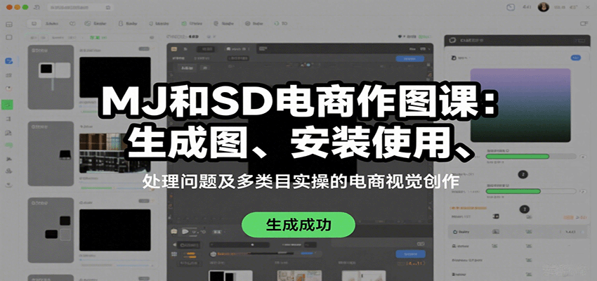 MJ和SD电商作图课：生成图、安装使用、处理问题及多类目实操的电商视觉创作-云阁资源网