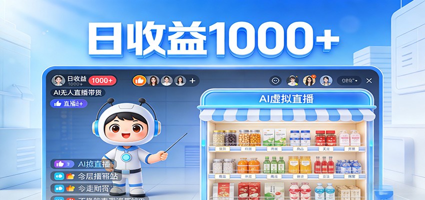 不用露脸不用说话,24小时自动卖货赚钱,全天自动直播,收益看得见-云阁资源网