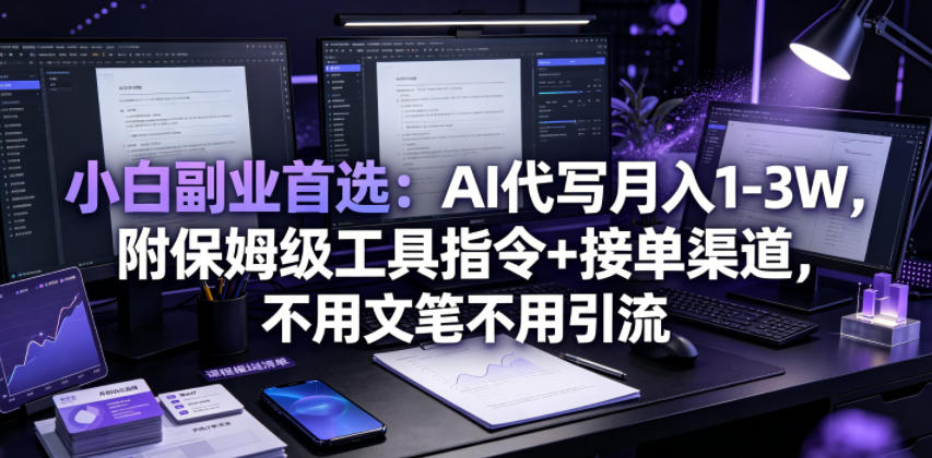小白副业首选：AI代写月入1-3W，附保姆级工具指令+接单渠道，不用文笔不用引流【揭秘】-云阁资源网