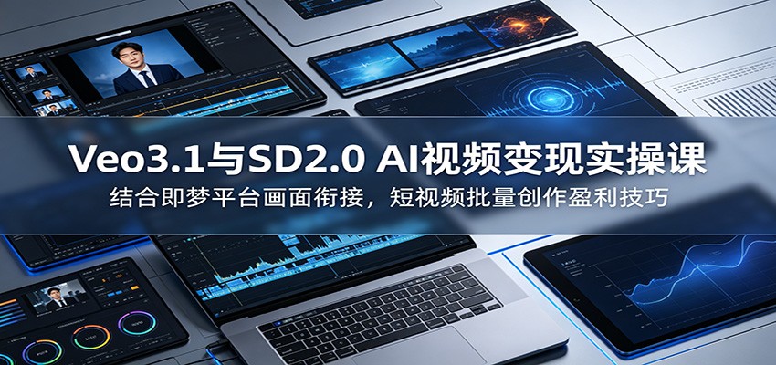 Veo3.1与SD2.0 AI视频变现实操课课：结合即梦平台画面衔接，短视频批量创作盈利技巧-云阁资源网