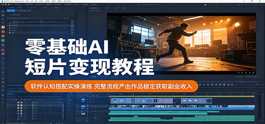 零基础AI短片变现教程:软件认知搭配实操演练,完整流程产出作品稳定获取副业收入-云阁资源网