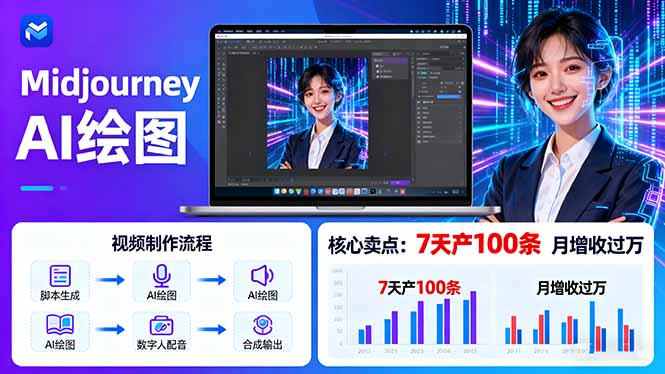 AI绘图照片开口说话视频制作：Midjourney+数字人，7天产100条月增收过万-云阁资源网