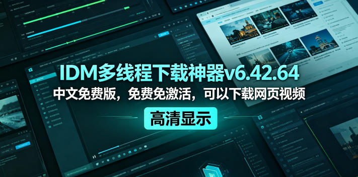 IDM多线程下载神器v6.42.64中文免费版，免费免激活，可以下载网页视频(例如飞书文档内的视频)-云阁资源网