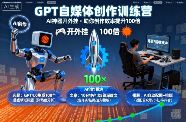 GPT自媒体创作训练营：AI神器开外挂，助你创作效率提升100倍-云阁资源网
