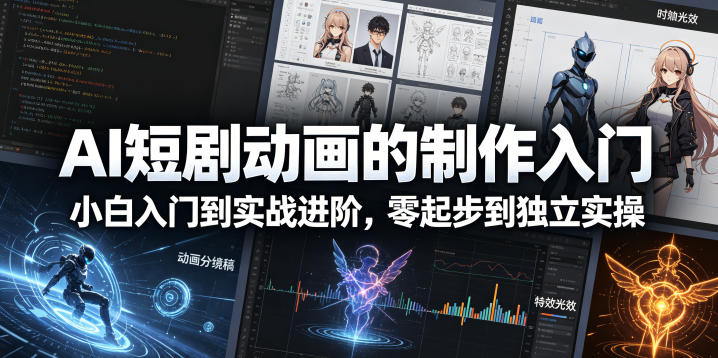 AI短剧动画的制作入门，小白入门到实战进阶，零起步到独立实操-云阁资源网