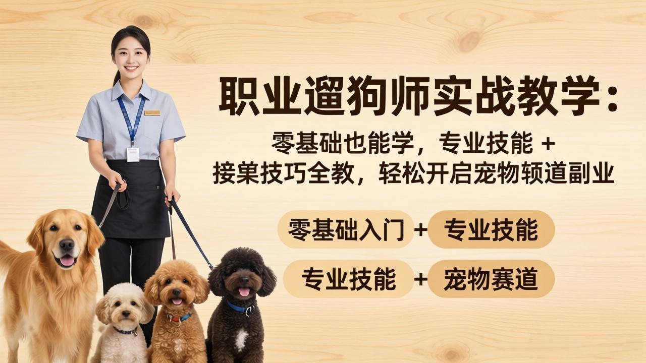职业遛狗师实战教学：零基础也能学，专业技能 + 接单技巧全教，轻松开启宠物赛道副业-云阁资源网