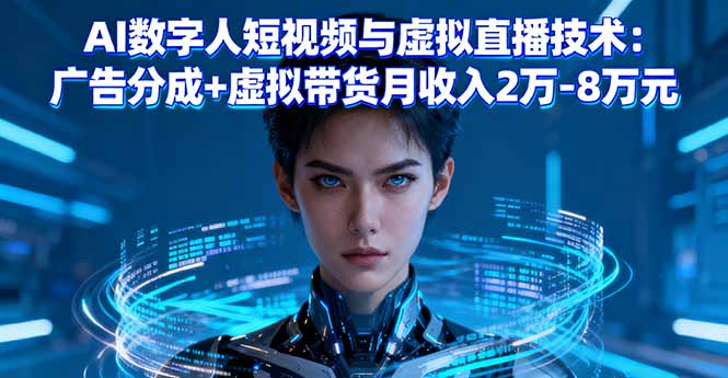 AI数字人短视频与虚拟直播技术：广告分成+虚拟带货月收入2万-8万元-云阁资源网