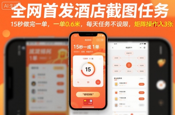 全网首发酒店截图任务，15秒做完一单，一单0.6米，每天任务不设限，矩阵操作日入3张【揭秘】-云阁资源网