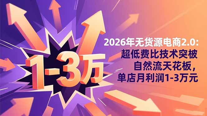 2026年无货源电商2.0【更新】:超低费比技术突破自然流天花板,单店月利润1-3万元-云阁资源网