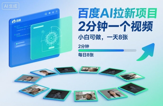 百度AI拉新项目，2分钟一个视频，小白可做，一天8张【附案例+保姆级教程】-云阁资源网