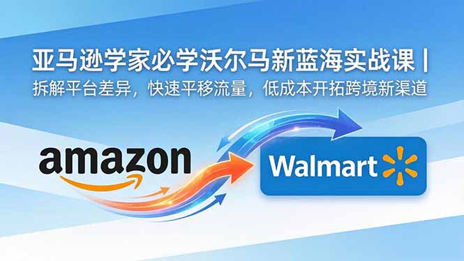 亚马逊卖家必学沃尔玛新蓝海实战课|拆解平台差异,快速平移流量,低成本开拓跨境新渠道-云阁资源网