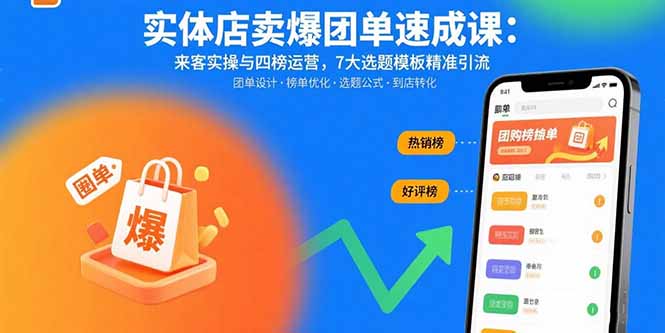 实体店卖爆团单速成课：来客实操与四榜运营，7大选题模板精准引流-云阁资源网
