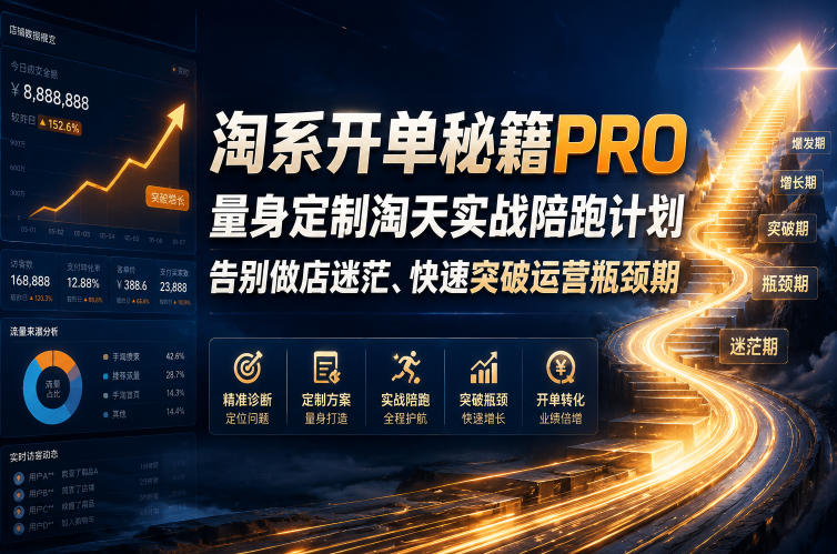 淘系开单秘籍PRO，量身定制淘天实战陪跑计划，告别做店迷茫、快速突破运营瓶颈期(2026年6月22日)-云阁资源网