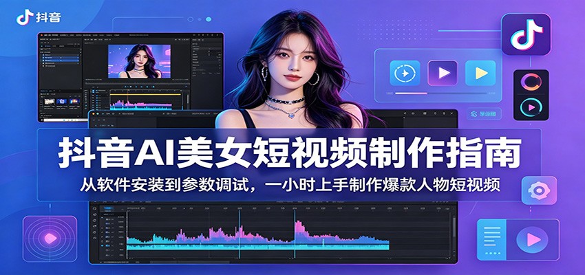 抖音AI美女短视频制作指南：从软件安装到参数调试，一小时上手制作爆款人物短视频-云阁资源网