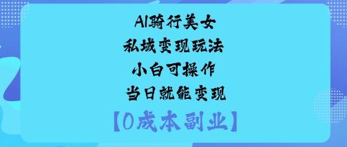 AI骑行美女私域变现玩法小白可操作当日就能变现-云阁资源网