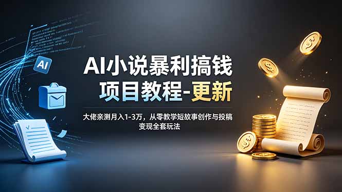 AI小说暴利搞钱项目教程-更新,大佬亲测月入1-3万,从零教学短故事创作与投稿变现全套玩法-云阁资源网