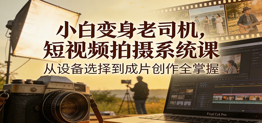 小白变身老司机，短视频拍摄系统课，从设备选择到成片创作全掌握-云阁资源网