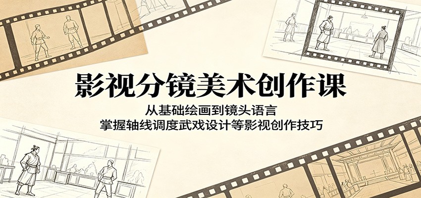影视分镜美术创作课:从基础绘画到镜头语言,掌握轴线调度武戏设计等影视创作技巧-云阁资源网