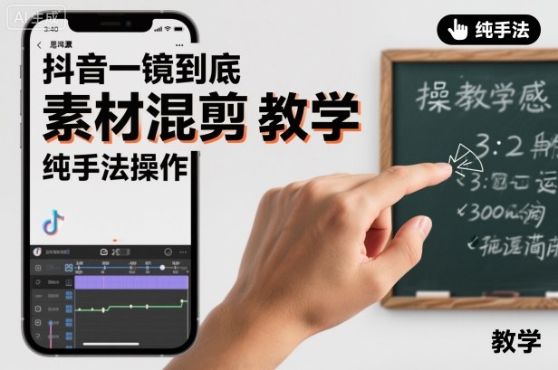 抖音一镜到底素材混剪教学，纯手法操作-云阁资源网