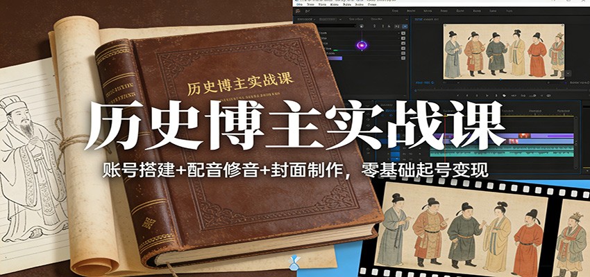 历史博主实战课：账号搭建+配音修音+封面制作，零基础起号变现-云阁资源网