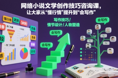 网络小说文学创作技巧咨询课,让大家从“懂行情”提升到”会写作”的高度-云阁资源网