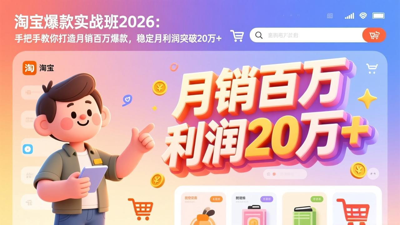 淘宝爆款实战班-2026年2月更新：手把手教你打造月销百万爆款，稳定月利润突破20万+-云阁资源网