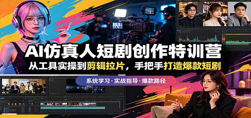AI仿真人短剧创作特训营：从工具实操到剪辑拉片，手把手打造爆款短剧-云阁资源网