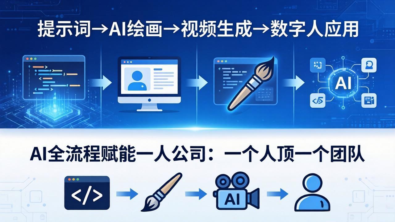 AI全流程赋能一人公司：提示词、绘画、视频、数字人、编程，一个人顶一个团队-云阁资源网