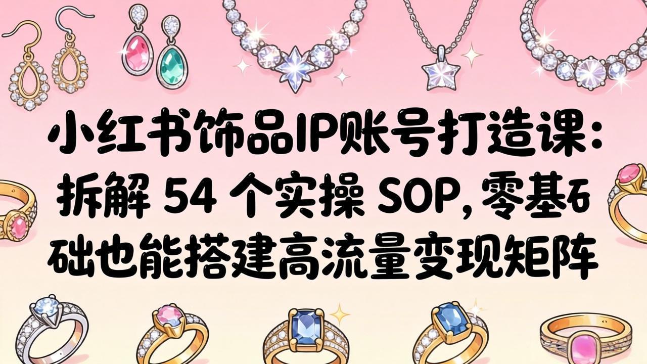 小红书饰品IP账号打造课：拆解 54 个实操 SOP，零基础也能搭建高流量变现矩阵-云阁资源网