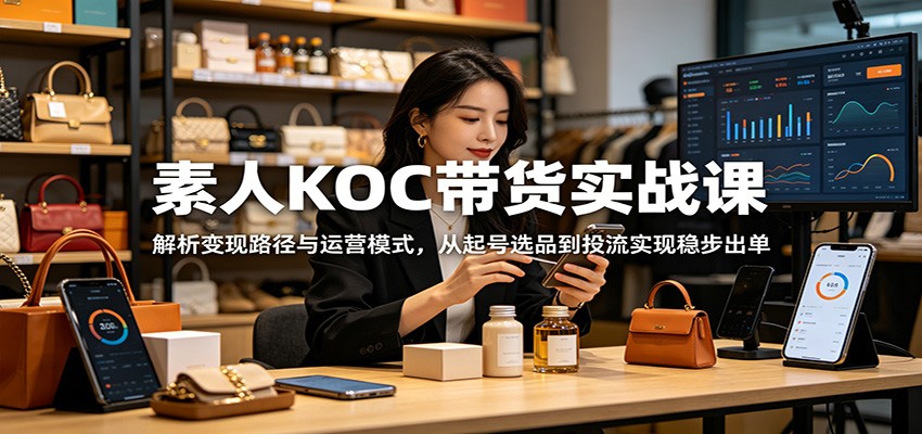 素人KOC带货实战课:解析变现路径与运营模式,从起号选品到投流实现稳步出单-云阁资源网