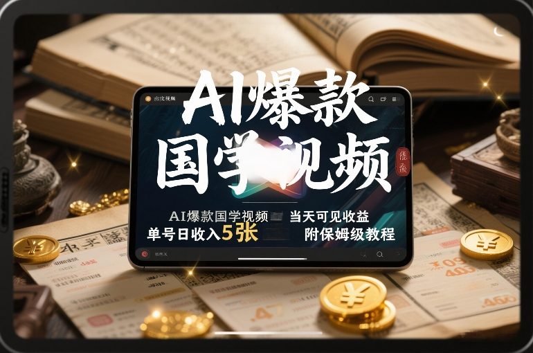 AI爆款国学视频，独家起号方法，小白直接上手，当天可见收益，单号日收入5张+附保姆级教程-云阁资源网