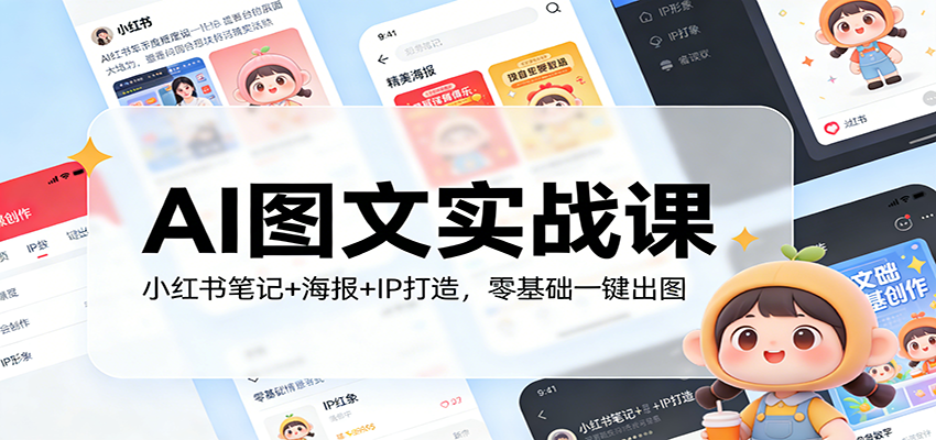 AI图文实战课：小红书笔记+海报+IP打造，零基础一键出图-云阁资源网