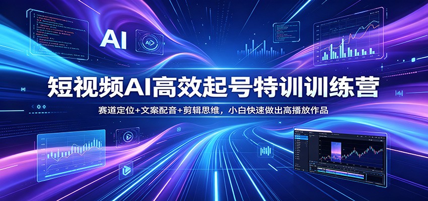 短视频AI高效起号特训训练营：赛道定位+文案配音+剪辑思维，小白快速做出高播放作品-云阁资源网