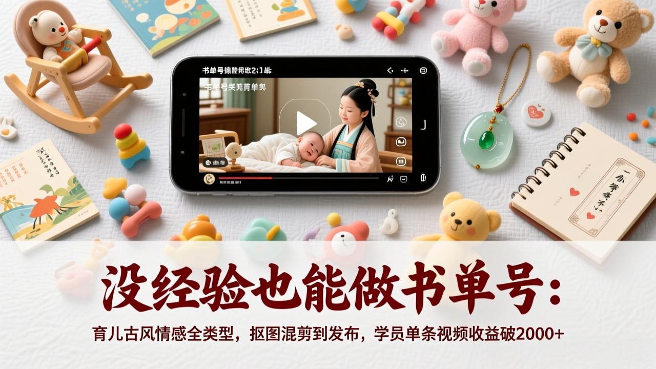 没经验也能做书单号：育儿古风情感全类型，抠图混剪到发布，学员单条视频收益破2000+-云阁资源网