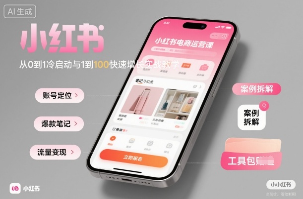 小红书电商运营课：从0到1冷启动与1到100快速增长实战教学-云阁资源网