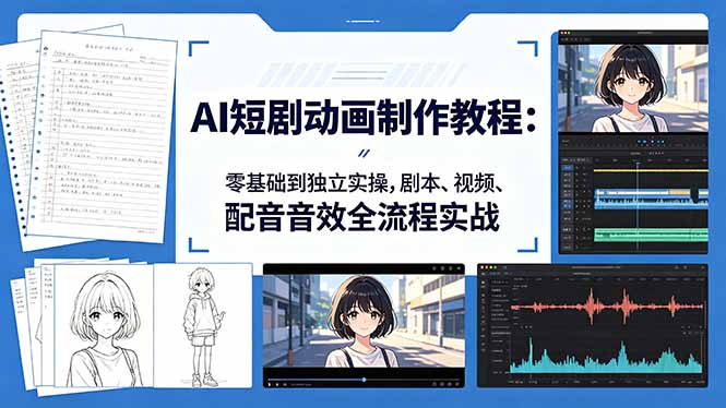 AI短剧动画制作教程：零基础到独立实操，剧本、视频、配音音效全流程实战-云阁资源网