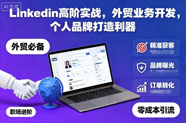 Linkedin高阶实战,外贸业务开发,个人品牌打造利器-云阁资源网