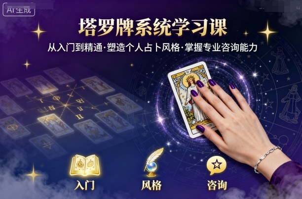 塔罗牌系统学习课，助你从入门到精通，塑造个人占卜风格，掌握专业咨询能力-云阁资源网