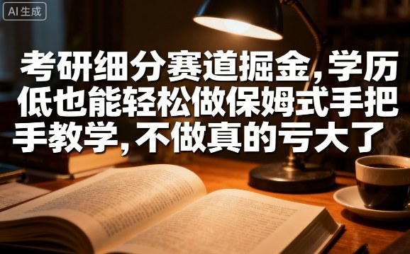 考研细分赛道掘金，日入1k+，学历低也能轻松做保姆式手把手教学，不做真的亏大了【揭秘】-云阁资源网