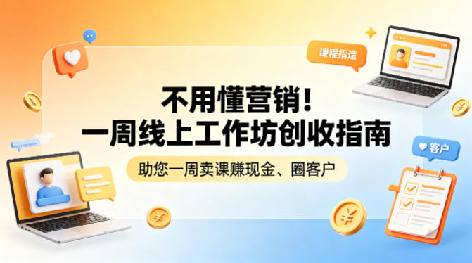 不用懂营销！一周线上工作坊创收指南，助您一周卖课賺现金、圈客户-云阁资源网