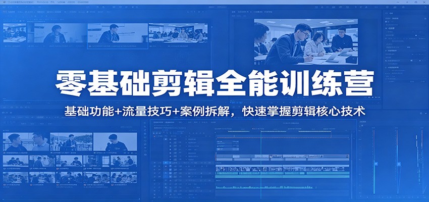 零基础剪辑全能训练营：基础功能+流量技巧+案例拆解，快速掌握剪辑核心技术-云阁资源网