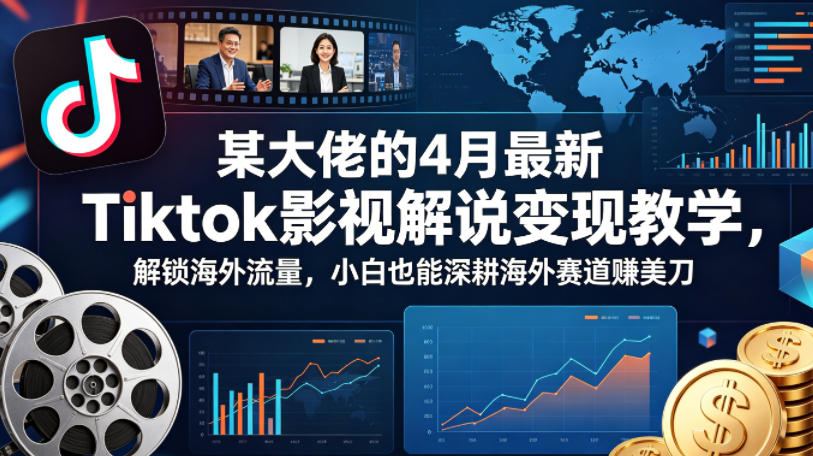 某大佬的4月最新Tiktok影视解说变现教学，解锁海外流量，小白也能深耕海外赛道賺美刀-云阁资源网