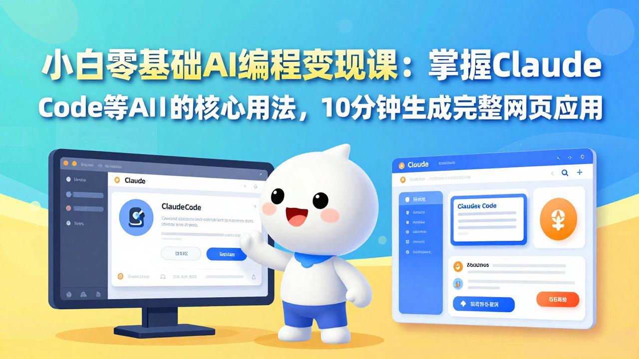 小白零基础AI编程变现课：掌握Claude Code等AI工具的核心用法，10分钟生成完整网页应用-云阁资源网
